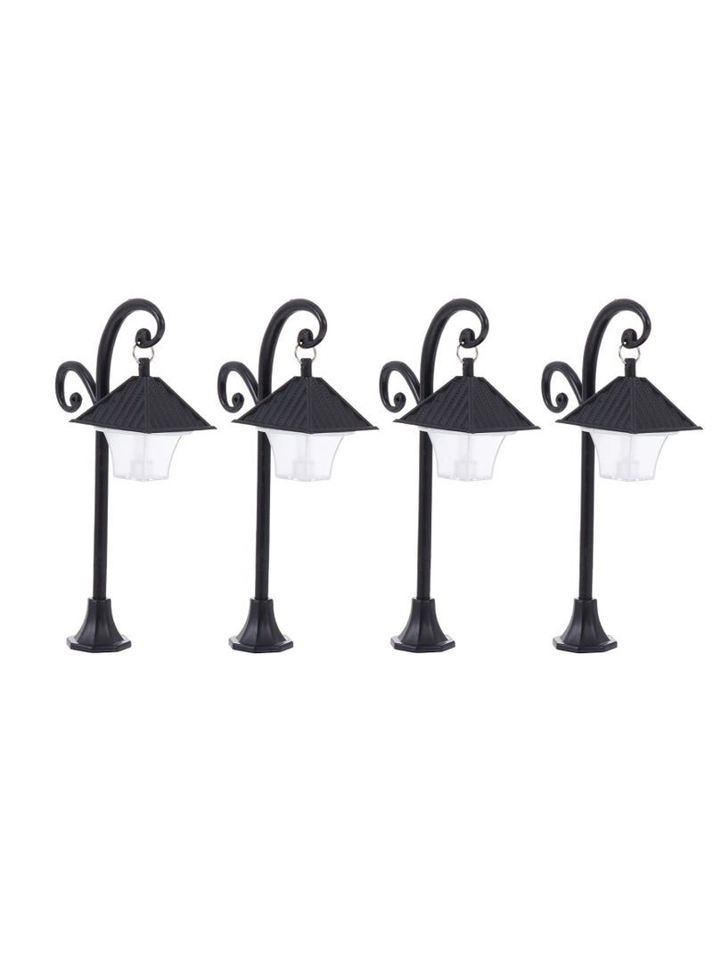 SYOSI Mini Street Light Model, Solar Lamp Post Lights Microscopic Model Lights DIY for Miniature Dollhouse Micro Landscape Fairy Garden Miniature Doll Accessories Lamp Post Black - Image 4
