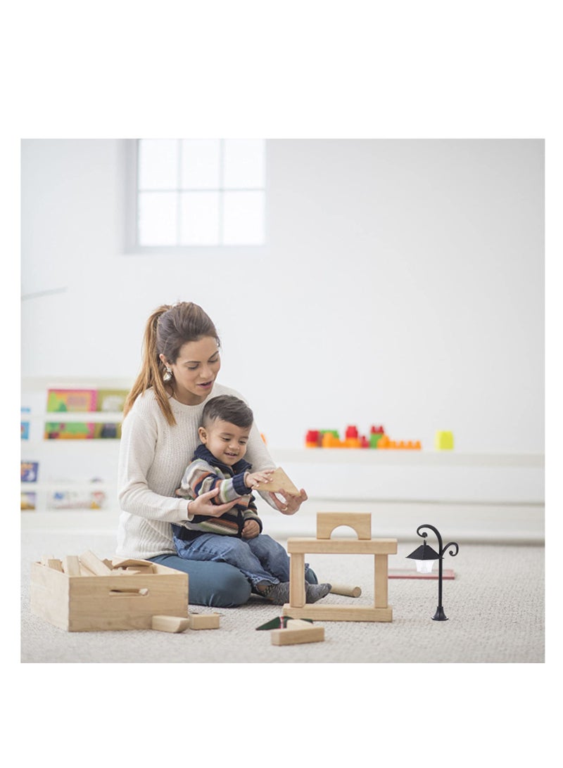 SYOSI Mini Street Light Model, Solar Lamp Post Lights Microscopic Model Lights DIY for Miniature Dollhouse Micro Landscape Fairy Garden Miniature Doll Accessories Lamp Post Black - Image 3