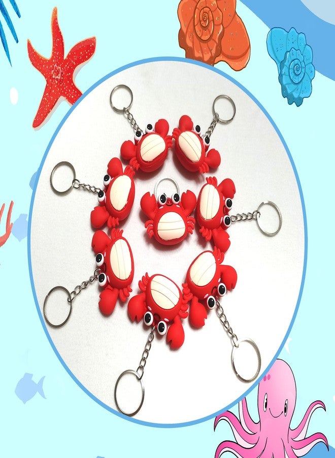 Becfupo 24 Pcs Rubber Crab Keychains Bulk, Cute Crab Keychains Hanging Ornaments For Keys, Backpack, Classroom Gifts, Crawfish Boil Party Supplies - Image 3