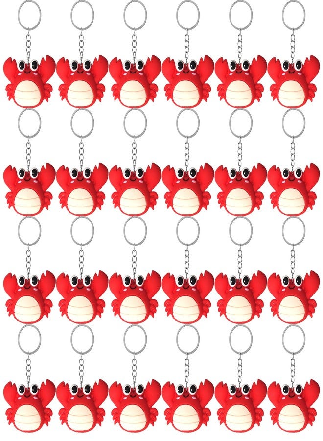 Becfupo 24 Pcs Rubber Crab Keychains Bulk, Cute Crab Keychains Hanging Ornaments For Keys, Backpack, Classroom Gifts, Crawfish Boil Party Supplies - Image 2