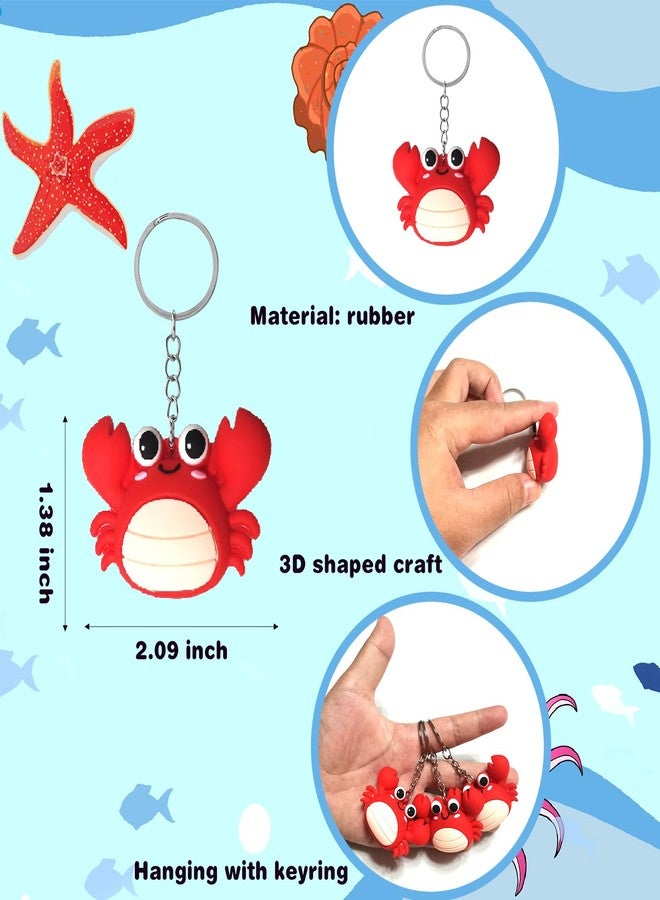 Becfupo 24 Pcs Rubber Crab Keychains Bulk, Cute Crab Keychains Hanging Ornaments For Keys, Backpack, Classroom Gifts, Crawfish Boil Party Supplies - Image 4