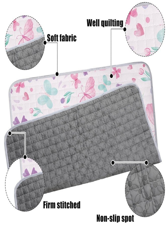 Funtery 43 x 43 Inch Boho Baby Play Mat Portable Crawling Washable Foldable Tummy Time Non Slip Baby Floor Large Playpen Mat for Infants Toddlers Floor Playpen Activity(Butterfly) - Image 3