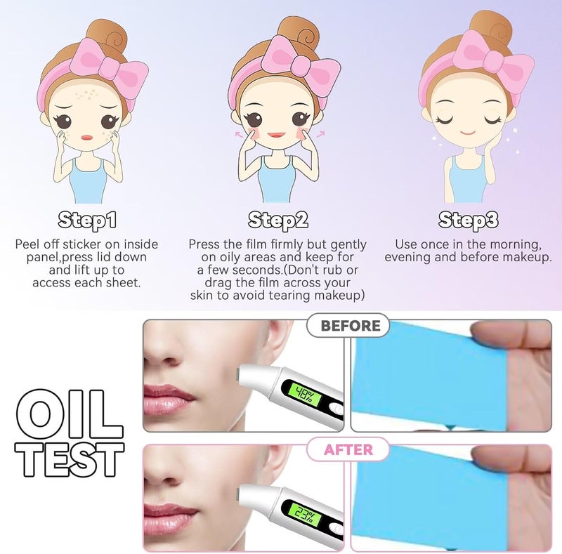 Clean & Clear Oil Control Film Replacment for Oil-Absorbing Sheets,5pack(total 300sheets)Oil Blotting Sheets for Face,9% Larger,Makeup Friendly High-performance Handy Face Blotting Paper for Oily Skin Cross part assemble fit - Image 2