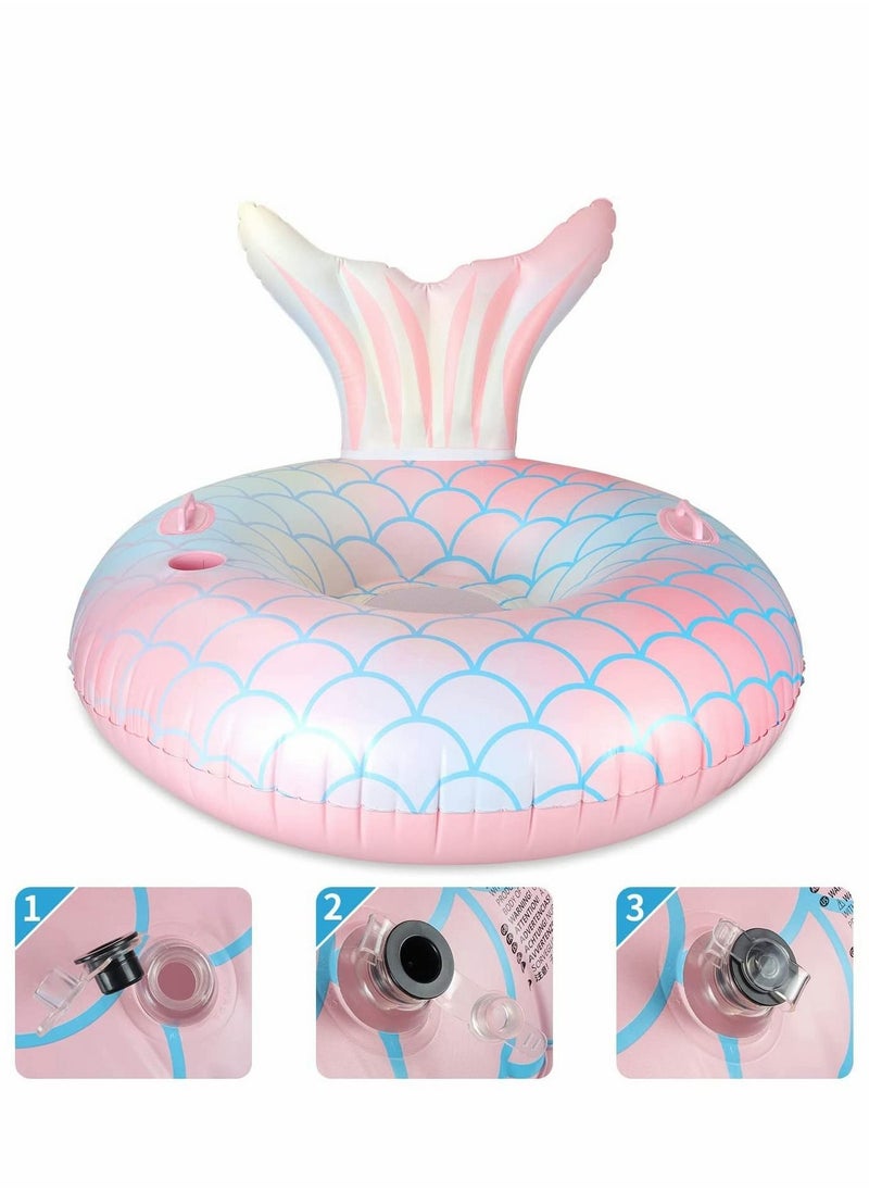 Y&D - Swimming Ring, Inflatable Pool Float, Mermaid Floaties Chair Lounger for Adults, Air Sofa Floating Large with Cup Holders, Backrest, Mesh Bottom, Water Party Summer Beach - Image 1