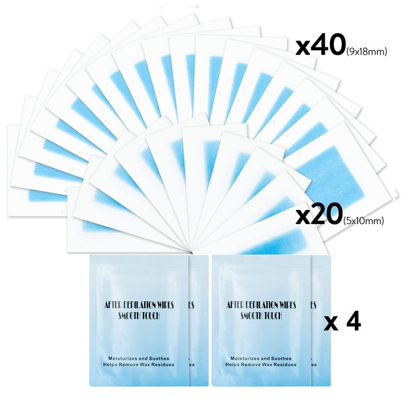 Gleebee Wax Strips 60 counts, Waxing Strips, for Hair Removal, kit including 40 Body trips and 20 Facial Removal Face, Arms, Legs, Underarms, Bikini, Bikini Women, Piece Assortment, 1 - Image 2