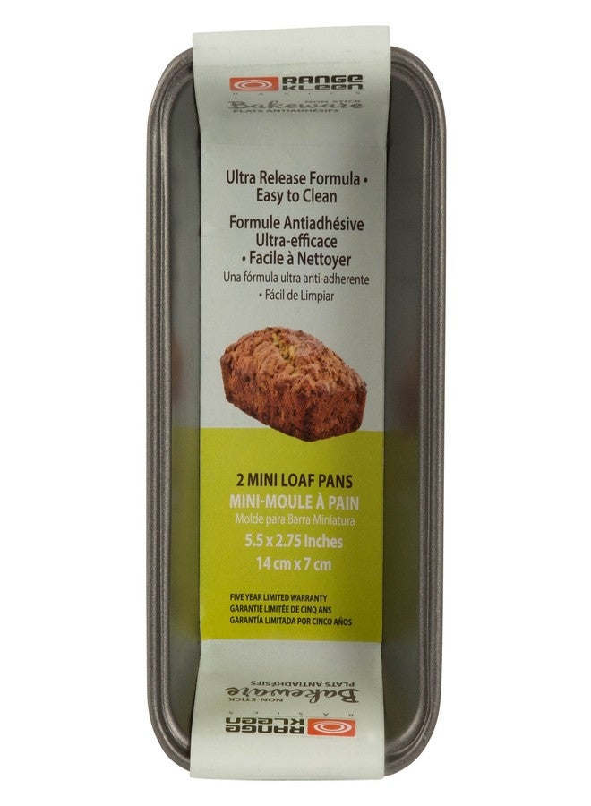Range Kleen Gray Non-Stick Mini Loaf Pan, Set of 2, 6” L X 3.25” W X 1.98” H - Image 2