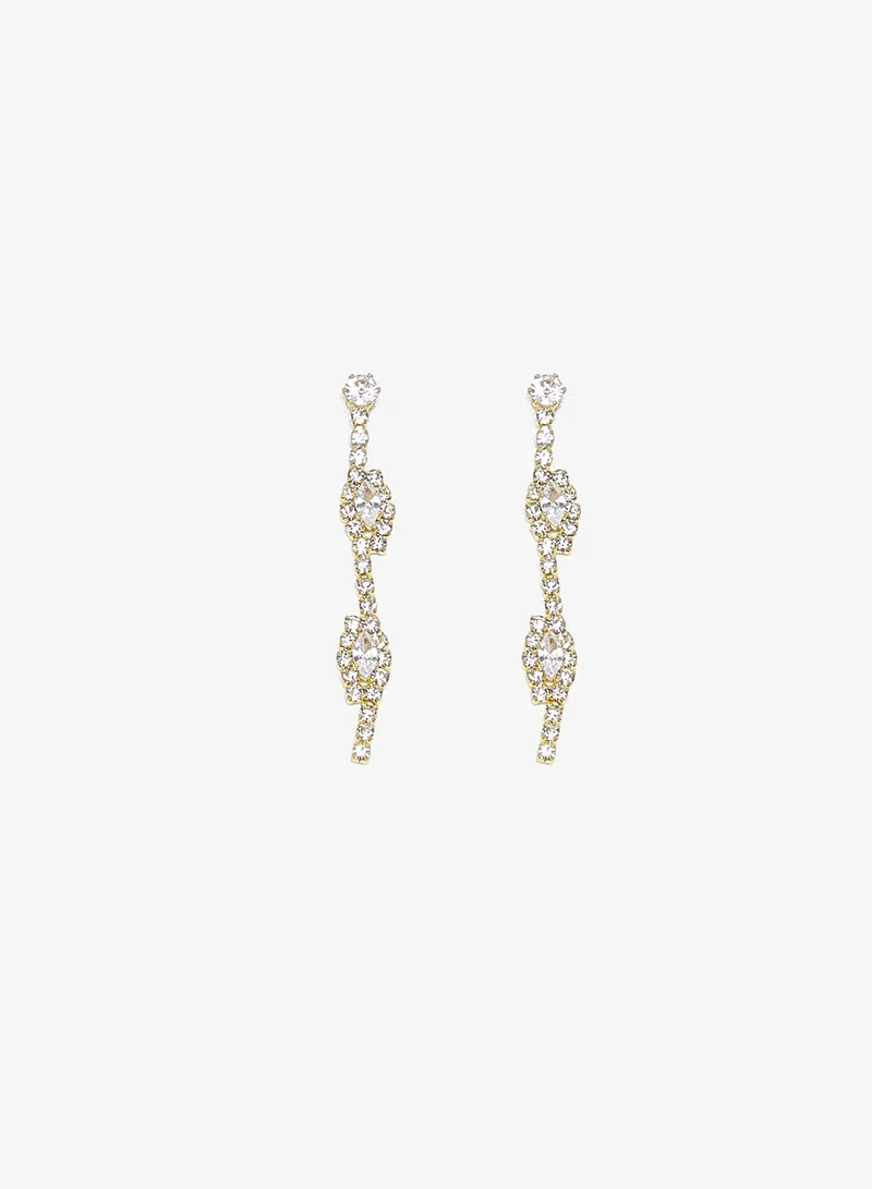 Ella Limited Edition Gold Dainty Gold Diamonte Jewelry Set Necklace Earrings for Women | Best Price UAE