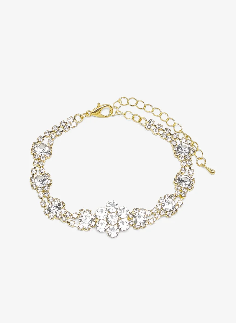 Ella Limited Edition Gold Dainty Gold Diamonte Jewelry Set Necklace Earrings for Women | Best Price UAE
