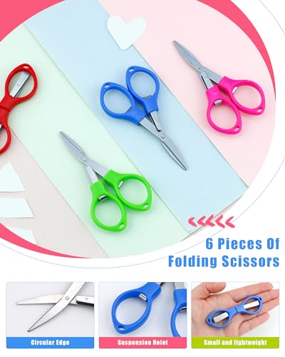 YETOOME 6 Pcs Folding Scissors, Small Stainless Steel Foldable Scissors, Portable Mini Travel Scissors for Home Travel School Office - Image 3