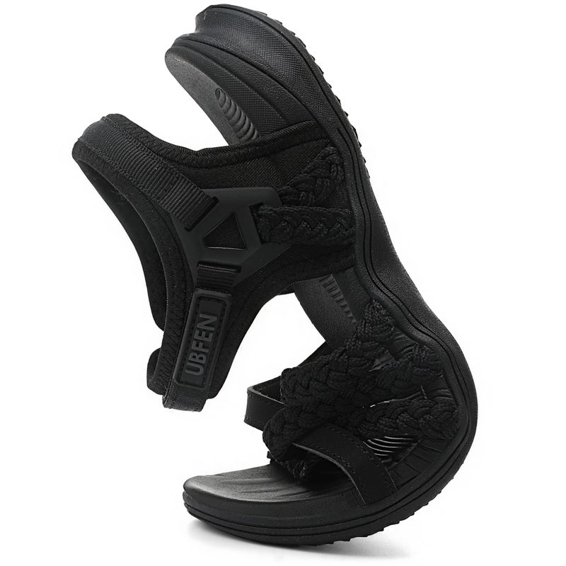 UBFEN Womens Hiking Sandals Walking Outdoor Sports Comfortable Water Sandals with Arch Support Comfortable for Beach Camping Travel Golf Black Size US 7 - Image 3
