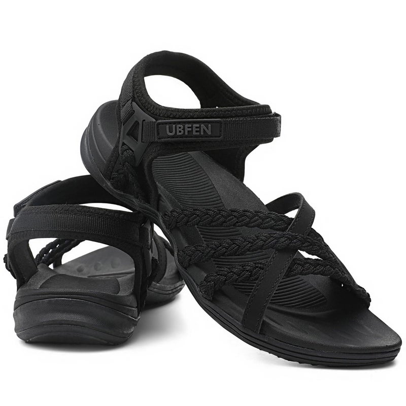 UBFEN Womens Hiking Sandals Walking Outdoor Sports Comfortable Water Sandals with Arch Support Comfortable for Beach Camping Travel Golf Black Size US 7 - Image 4