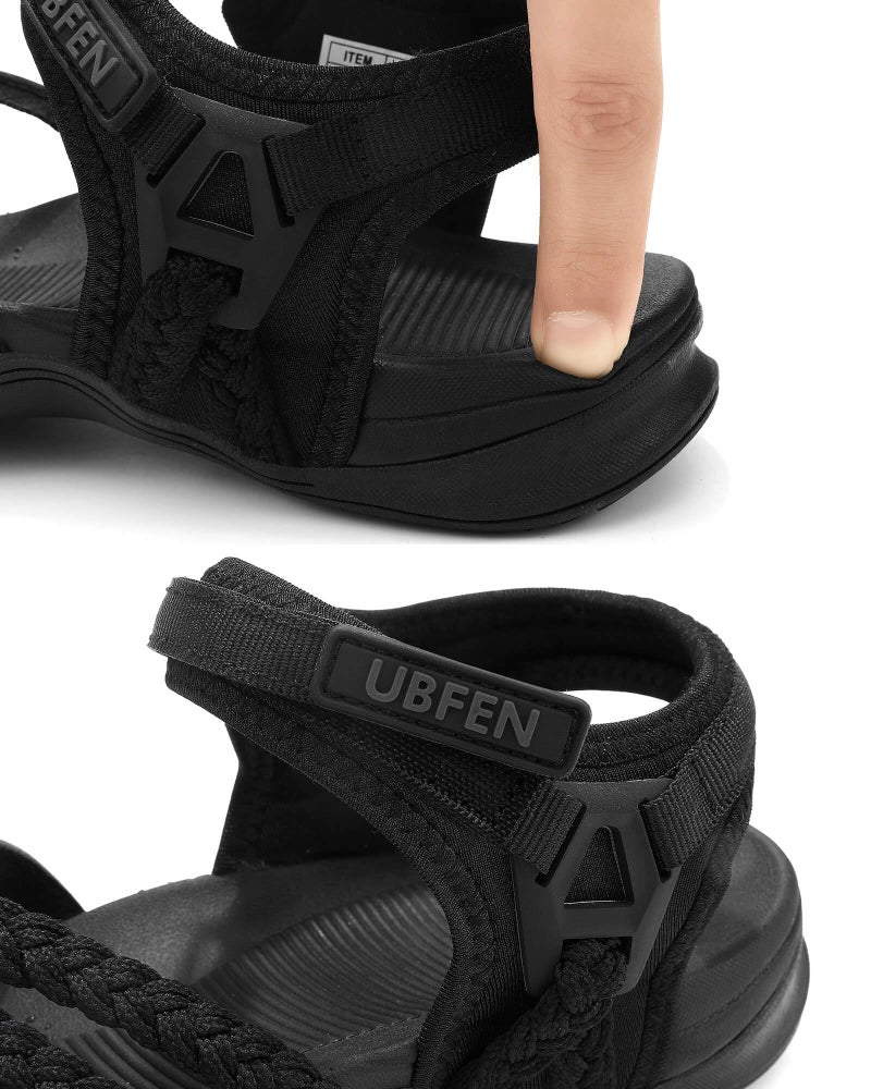 UBFEN Womens Hiking Sandals Walking Outdoor Sports Comfortable Water Sandals with Arch Support Comfortable for Beach Camping Travel Golf Black Size US 7 - Image 2