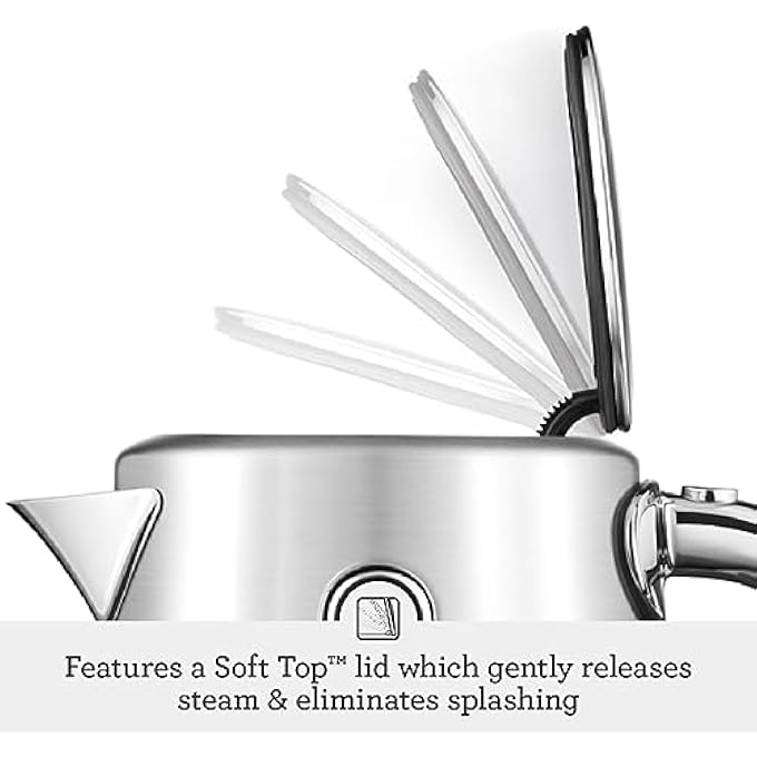 سيج غلاية لوكس سوفت توب 1.7 لتر هادئة ولاسلكية مع غطاء مقاوم للرذاذ، غليان سريع 2400 واط من الفولاذ المقاوم للصدأ المصقول في إذاعة UAE إصدار لمدة سنتين من ضمان الشركة المصنعة - Image 4