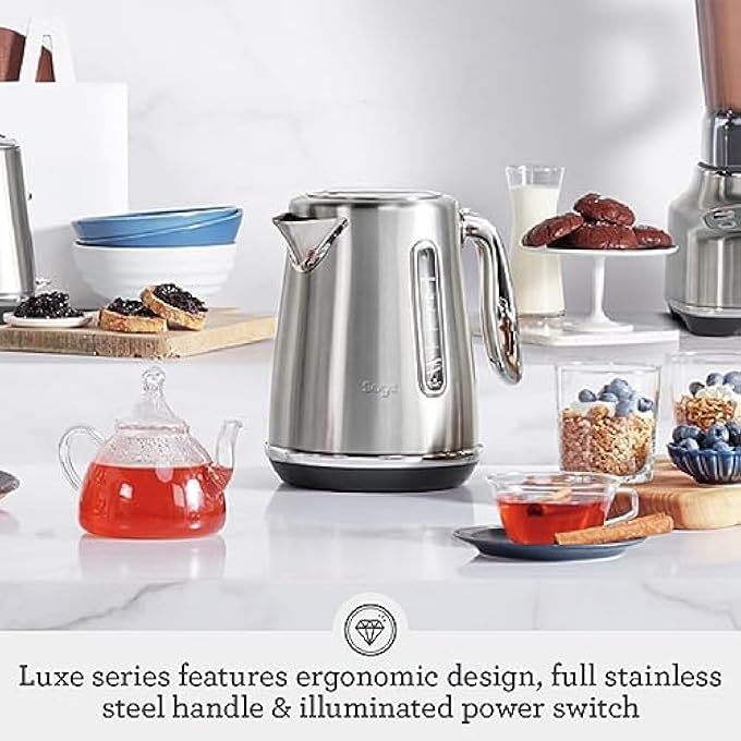 سيج غلاية لوكس سوفت توب 1.7 لتر هادئة ولاسلكية مع غطاء مقاوم للرذاذ، غليان سريع 2400 واط من الفولاذ المقاوم للصدأ المصقول في إذاعة UAE إصدار لمدة سنتين من ضمان الشركة المصنعة - Image 2
