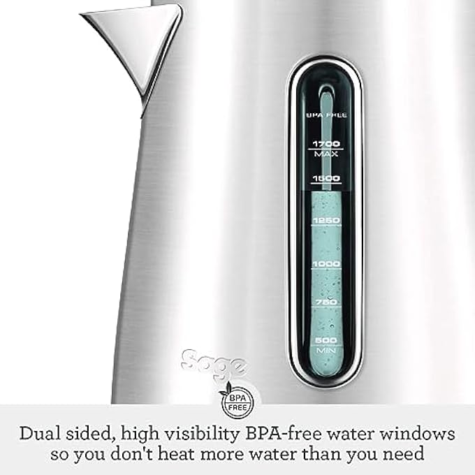 سيج غلاية لوكس سوفت توب 1.7 لتر هادئة ولاسلكية مع غطاء مقاوم للرذاذ، غليان سريع 2400 واط من الفولاذ المقاوم للصدأ المصقول في إذاعة UAE إصدار لمدة سنتين من ضمان الشركة المصنعة - Image 5