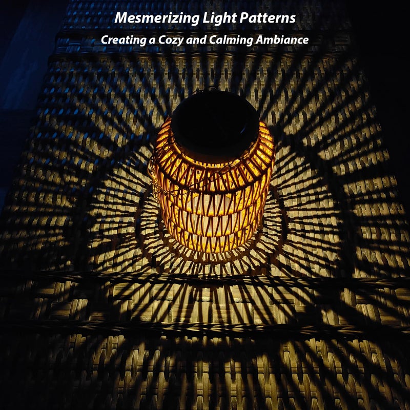 ALL FORTUNE Solar Outdoor Lanterns Waterproof, Hanging Rattan Lantern Lights for Outside, Solar lamp Outdoor Chandelier Idea for Gazebo Pergola Porch Patio Pathway Decor (2) - Image 5