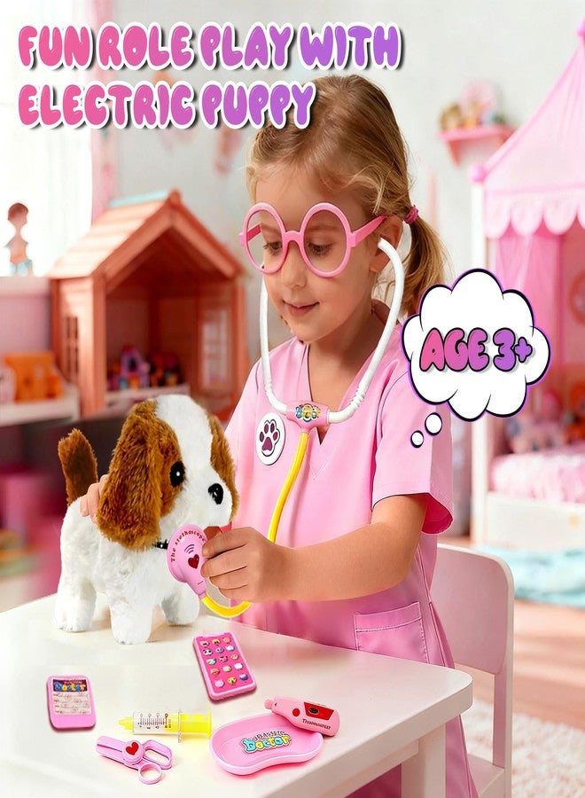 UBeesize Doctor Kit for Toddlers 3-5 with Interactive Plush Dog, Kids Vet Playset with Medical Tools and Costume, Toddler Doctor Play Set Toy, Gift for Girls Ages 3-5, Pink - Image 3