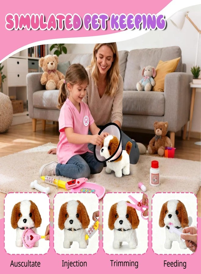 UBeesize Doctor Kit for Toddlers 3-5 with Interactive Plush Dog, Kids Vet Playset with Medical Tools and Costume, Toddler Doctor Play Set Toy, Gift for Girls Ages 3-5, Pink - Image 5
