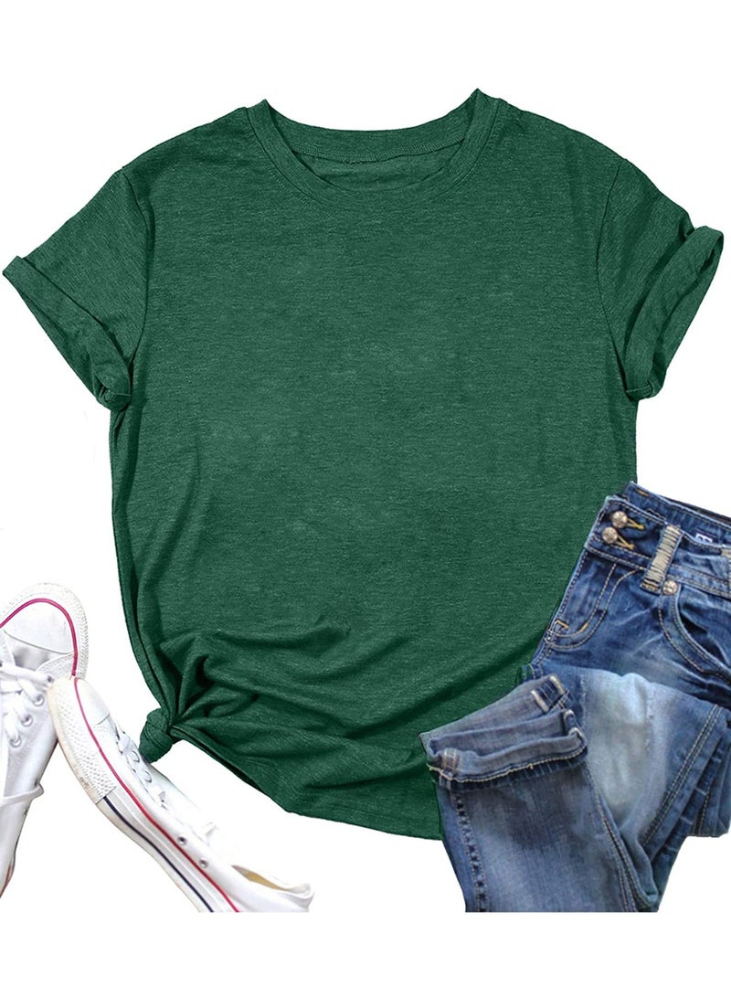 Women's Short Sleeve Shirts Crewneck Loose Casual Summer Basic Tees Tops - Image 1