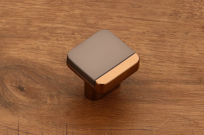 HARMONUS Knobs for Drawer & Cabinets Set Knob PVD Rose Gold - Black Satin Wardrobe Kitchen Door Pull Handle Knobs Square Shape Drawer Knob - (KNOBS-175- Pack of 6) - Image 5