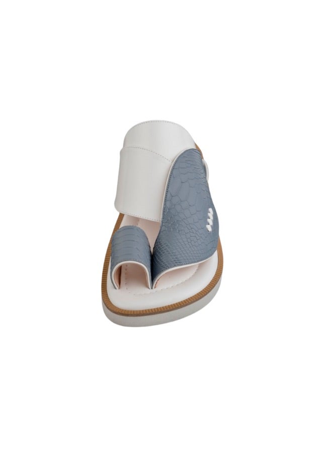 NAD Arabic sandals with a white and sky blue ostrich leg pattern - Image 2