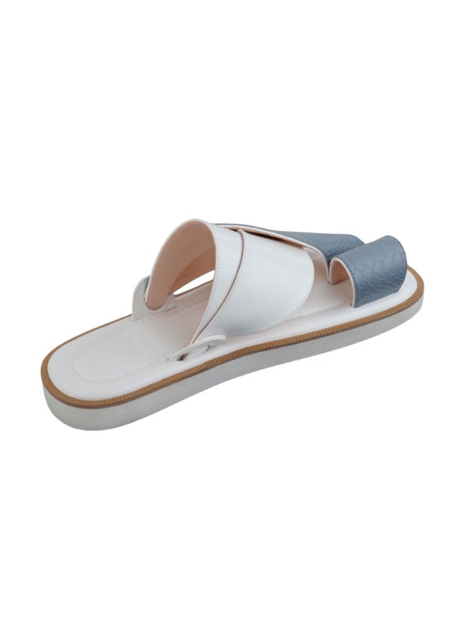 NAD Arabic sandals with a white and sky blue ostrich leg pattern - Image 3