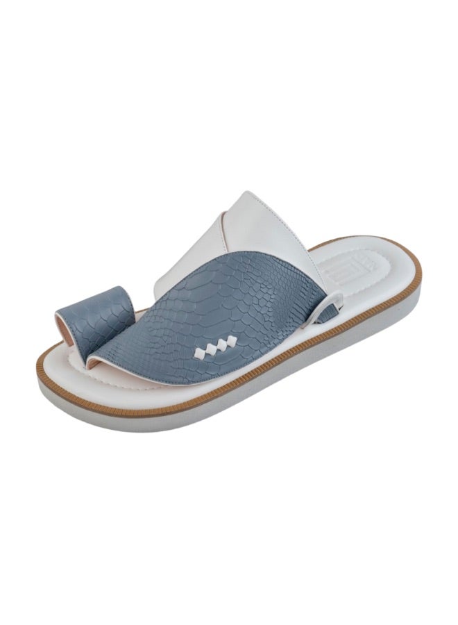 NAD Arabic sandals with a white and sky blue ostrich leg pattern - Image 1