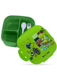 Nova kids Bento Lunch Box, Square 1000Ml, T- Rex Green  - Image 3