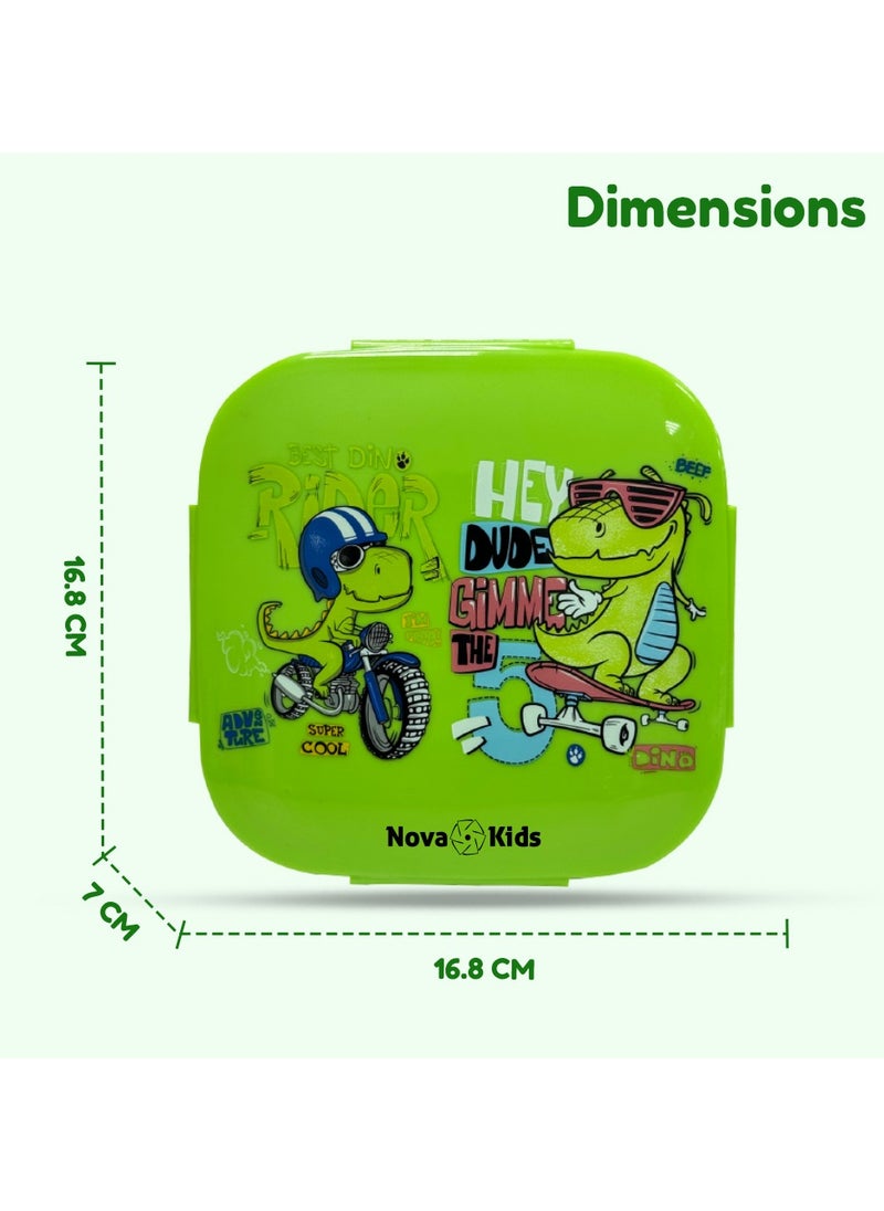 Nova kids - Bento Lunch Box, Square 1000Ml, T- Rex Green - Image 1