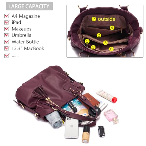 Soperwillton Fashion Handbag for Women Shoulder Bag Top Handle Satchel Hobo Tote Bag Purse Set 4pcs - Image 5
