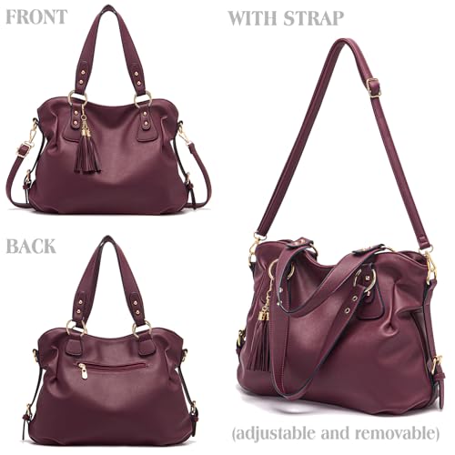 Soperwillton Fashion Handbag for Women Shoulder Bag Top Handle Satchel Hobo Tote Bag Purse Set 4pcs - Image 2