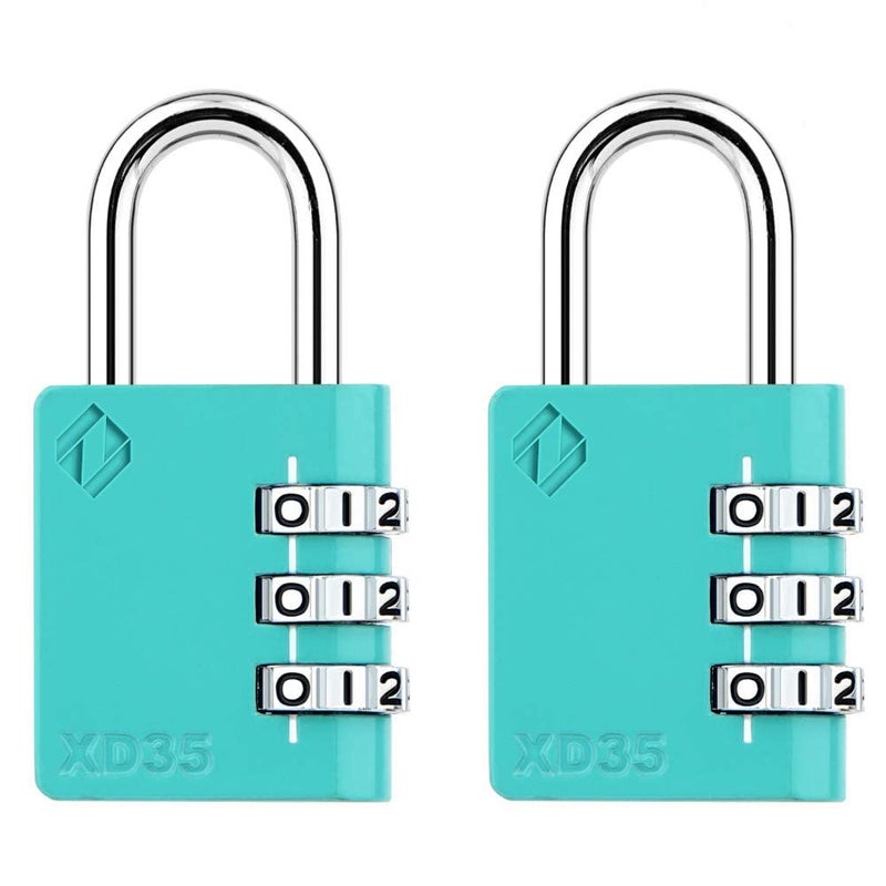 Zarker Xd35 Combination Lock 3-Digit Padlock For School Gym Sports Lockerlock Fence Toolbox Case Hasp Storage (2-Pack Emerald) - Image 1