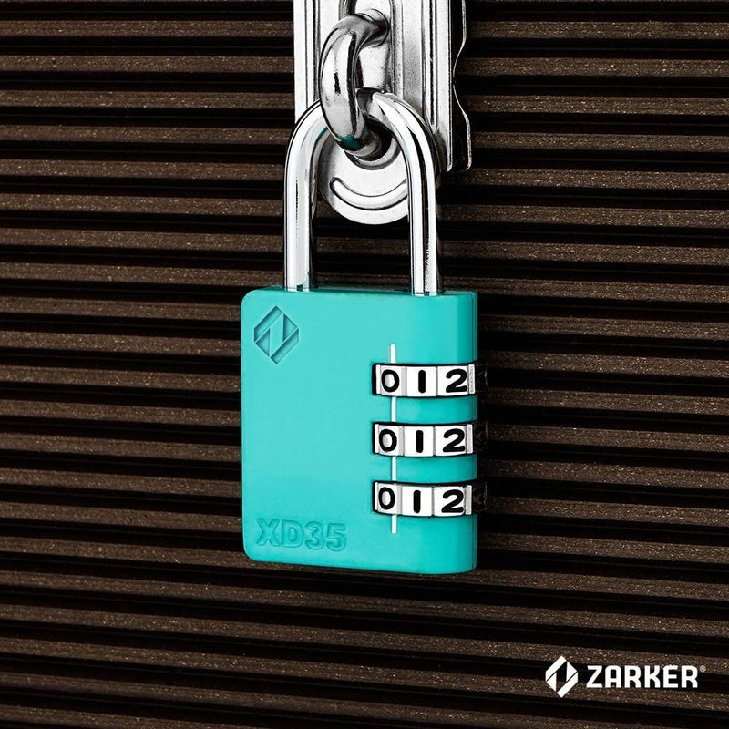 Zarker Xd35 Combination Lock 3-Digit Padlock For School Gym Sports Lockerlock Fence Toolbox Case Hasp Storage (2-Pack Emerald) - Image 3