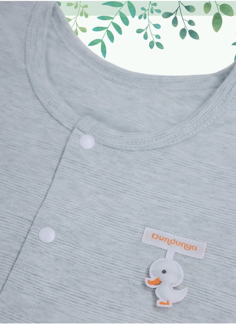 Generic - SQ Kids Baby Half-Sleeve Romper - Cotton Blend Lightweight Bodysuit with Duck Pendant, Front Snap Closure - For 3-18 Months - Image 1