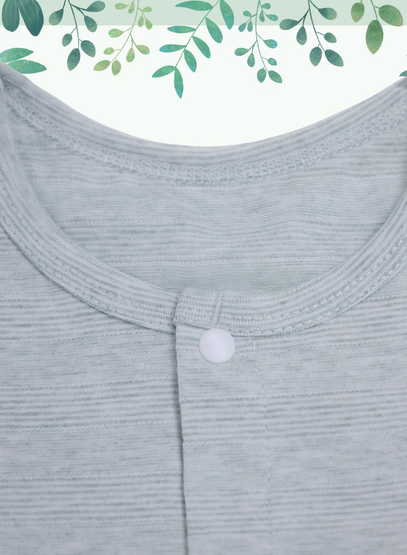 Baby Half-Sleeve Romper - Cotton Blend Lightweight Bodysuit with Duck Pendant, Front Snap Closure - For 3-18 Months - Image 4