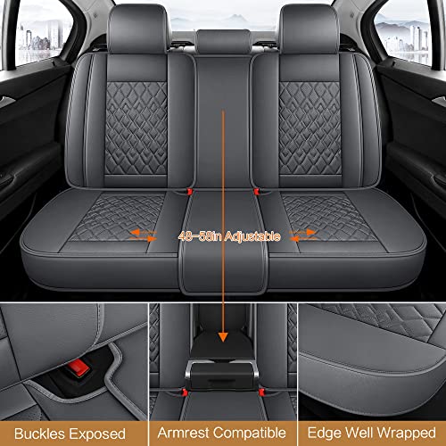 Pariitadin Leather Car Seat Covers Full Set, Waterproof Breathable Faux Leather Automotive Seat Covers for Cars, Non-Slip Car Interior Covers Universal Fit Most Cars Sedans Trucks SUVs, Gray - Image 3