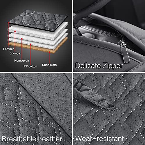 Pariitadin Leather Car Seat Covers Full Set, Waterproof Breathable Faux Leather Automotive Seat Covers for Cars, Non-Slip Car Interior Covers Universal Fit Most Cars Sedans Trucks SUVs, Gray - Image 5