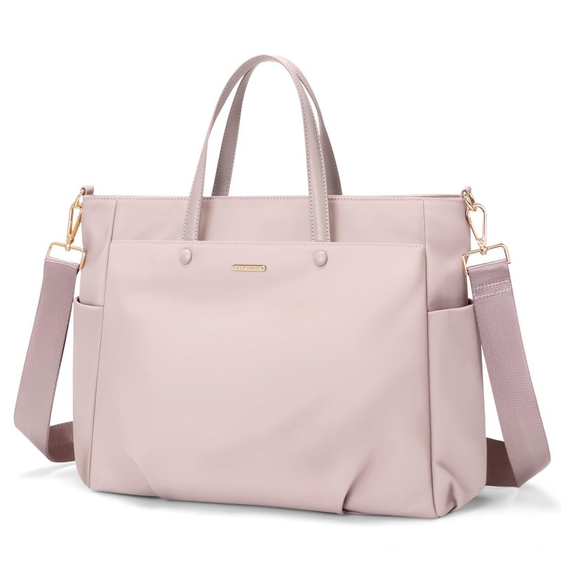 GOLF SUPAGS Laptop Tote Bag 15.6 Inch, Computer Shoulder Bag Large Work Tote Bag for Women, Laptop Carrying Case Stylish Handbag for Business Travel (Pinkish Grey) - Image 1