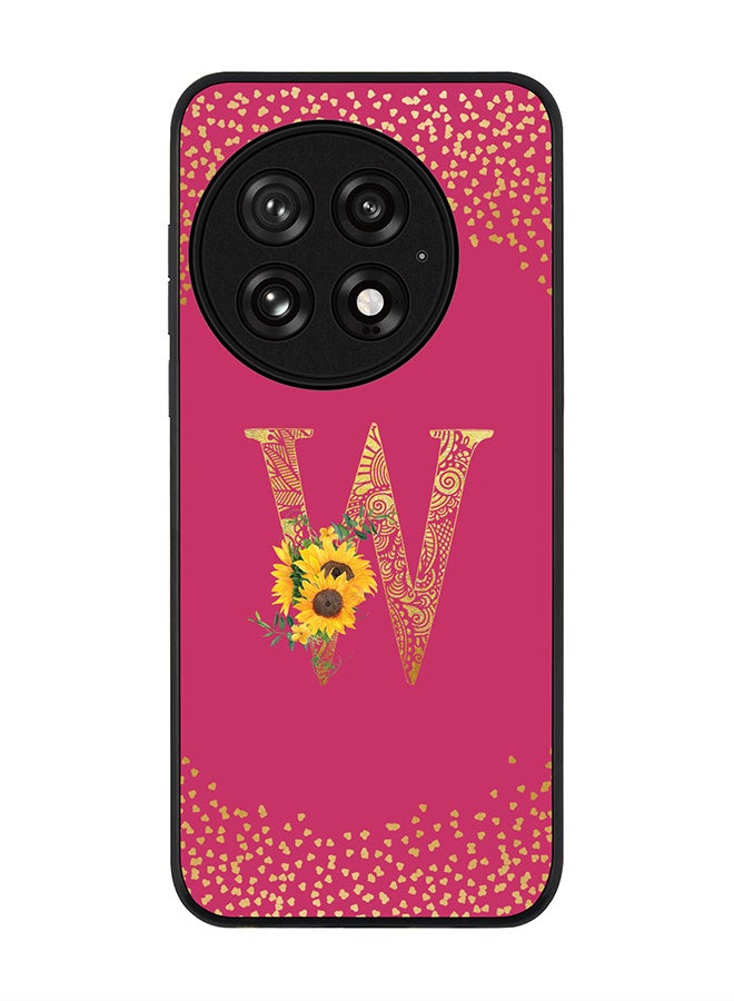 Stylizedd For OnePlus 13 5G Case,Slim fit Camera Protection, Shockproof Thin Phone cover  - Custom Floral Monogram - W ( Deep Pink ) - Image 1