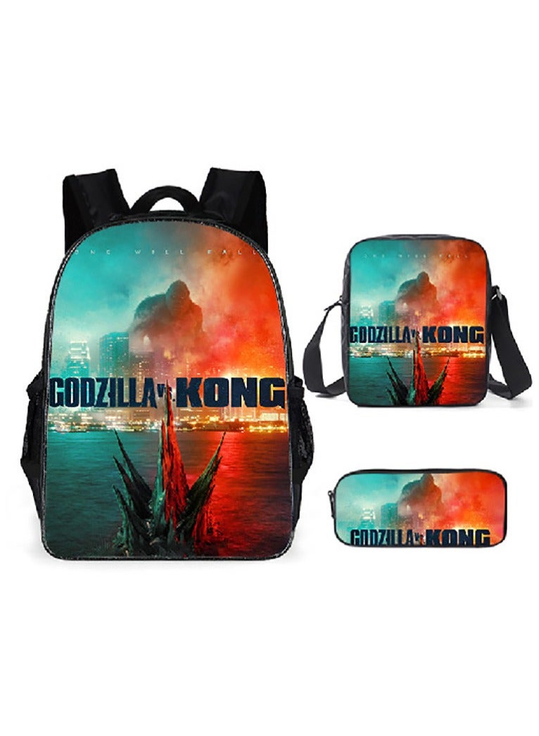 Godzilla New Godzilla Student Backpack Three-piece Set 29*16*42cm