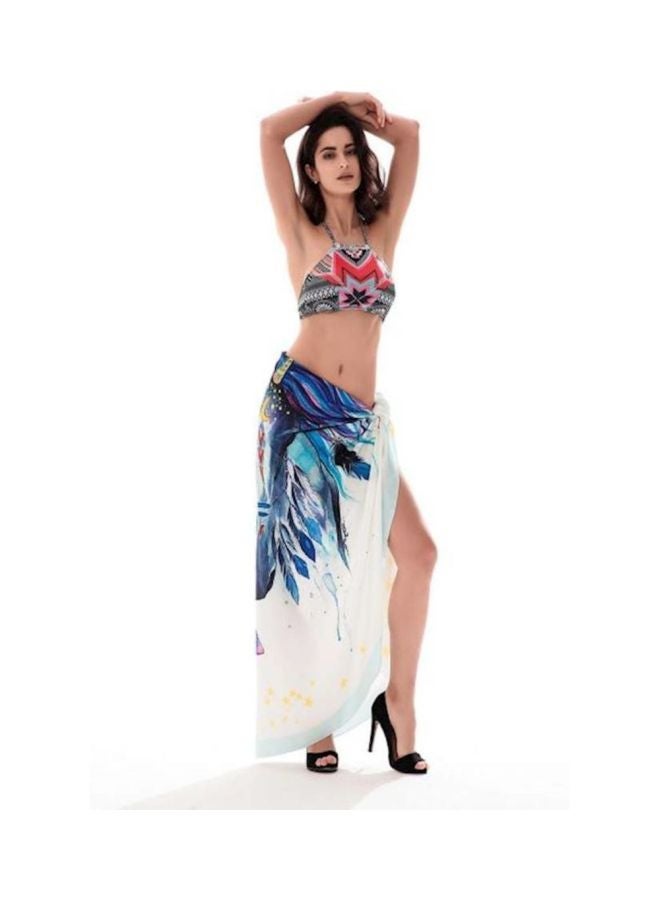 NIBEMINENT Unicorn Printed Beach Towel White/Blue/Pink - Image 2