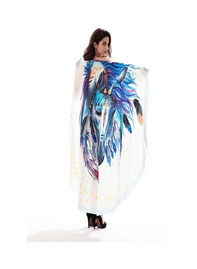 NIBEMINENT Unicorn Printed Beach Towel White/Blue/Pink - Image 5