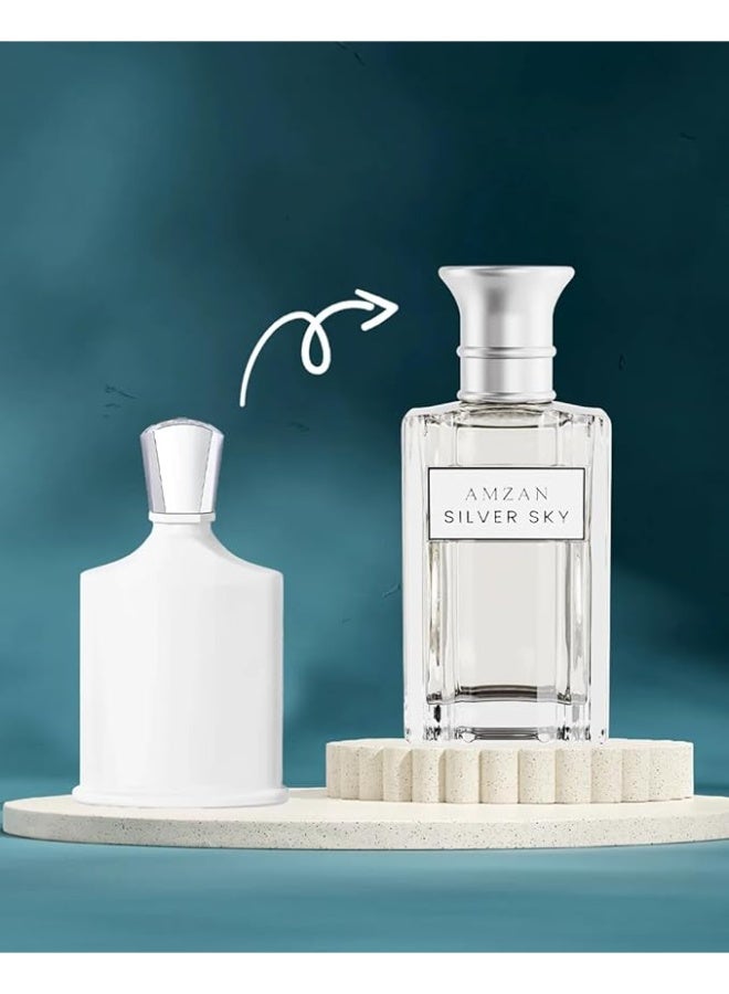 AMZAN SILVER SKY Eau de Parfum Perfume for Men & Women by AMZAN, Fresh Unisex Fragrance, Long-Lasting, 50ml - Image 1