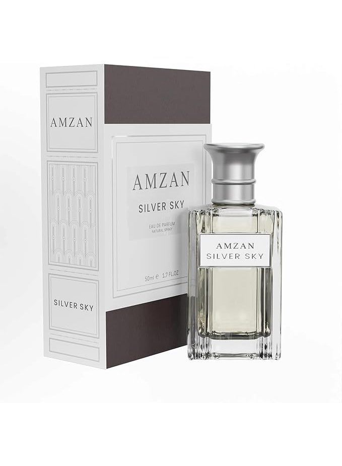 AMZAN SILVER SKY Eau de Parfum Perfume for Men & Women by AMZAN, Fresh Unisex Fragrance, Long-Lasting, 50ml - Image 2