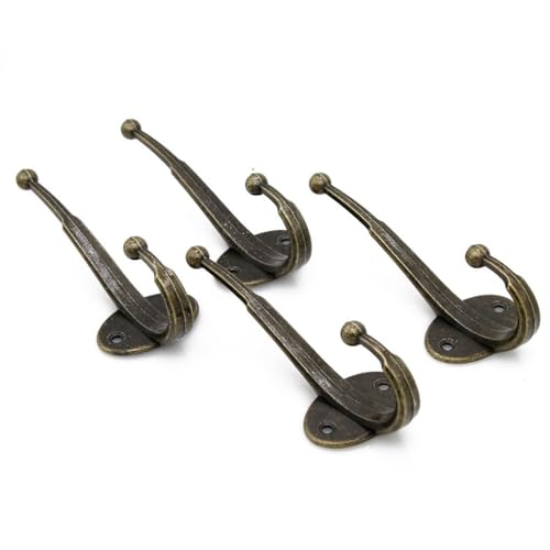 LXZ 4 PCs Antique Brass Wall Mounted Hooks - Wall Hooks - Hat Hangers Robe Hooks, Height 4.8-in (12 cm) - Image 2