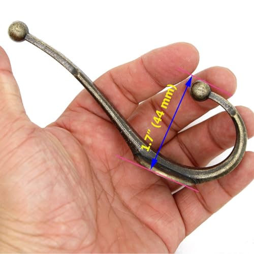 LXZ 4 PCs Antique Brass Wall Mounted Hooks - Wall Hooks - Hat Hangers Robe Hooks, Height 4.8-in (12 cm) - Image 4