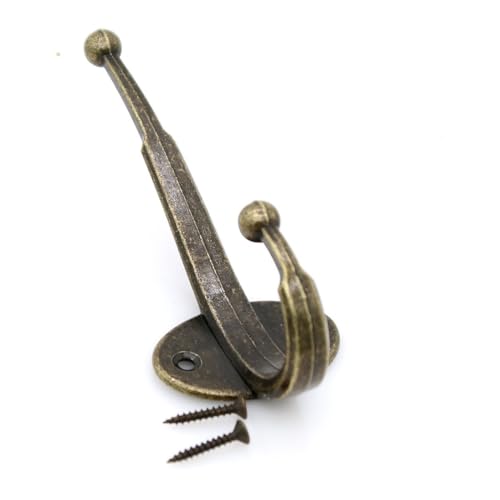 LXZ 4 PCs Antique Brass Wall Mounted Hooks - Wall Hooks - Hat Hangers Robe Hooks, Height 4.8-in (12 cm) - Image 5