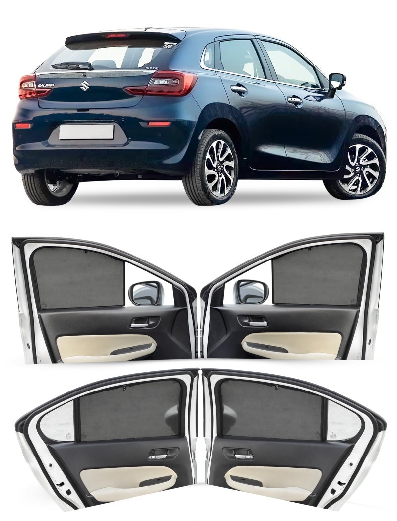 Autofact Car Sunshades for Maruti Baleno (2022 to 2025), UV Protection, Useful Car Accessories, Custom fit Sun Shades for Side Windows, Set of 4 - Image 1