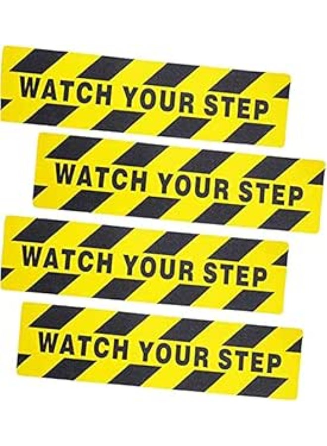 MIRFA Watch Your Step Anti Slip Self Adhesive Abrasive Warning Sticker (Pack of 4) - Image 1