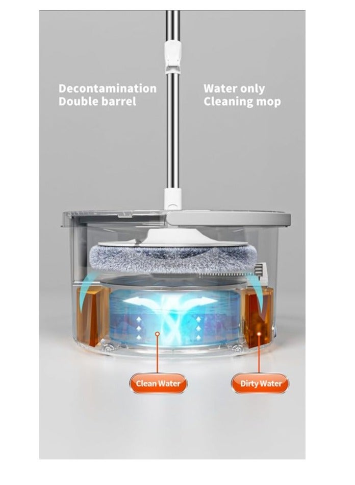 YUNSYE Spin Mop and Bucket Set 360°Spinning Flat Mop with Self Separation Dirty and Clean Water System 4Pc Washable Microfiber Replacement Pad 1 Bucket Extended Handle for Home Kitchen - Image 3